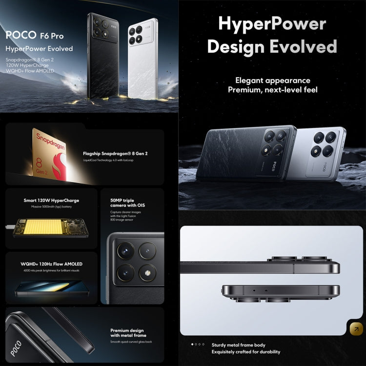 Xiaomi POCO F6 Pro Global, 12GB+512GB, In-screen Fingerprint, 6.67 inch Xiaomi HyperOS Snapdragon 8 Gen 2 Octa Core 3.19GHz, NFC, Network: 5G, 12GB+512GB Xiaomi POCO F6 Pro Global, 12GB+512GB, In-screen Fingerprint, 6.67 inch Xiaomi HyperOS Snapdragon 8 Gen 2 Octa Core 3.19GHz, NFC, Network: 5G, 12GB+512GB